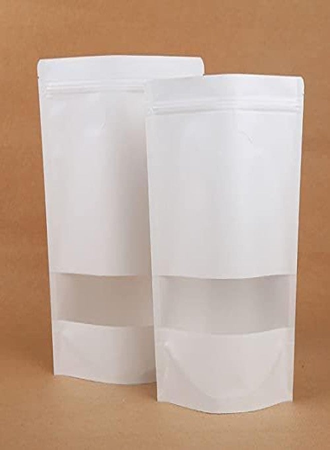 VELEXE Reusable Zip Lock Stand Up Pouches | Size: 100mm*150mm | Capacity: 50 Grams | Pack of 50 | Matte White Kraft Paper | Waterproof, Leakproof, Airtight Multi-Purpose Storage with Top Notch - Image 2